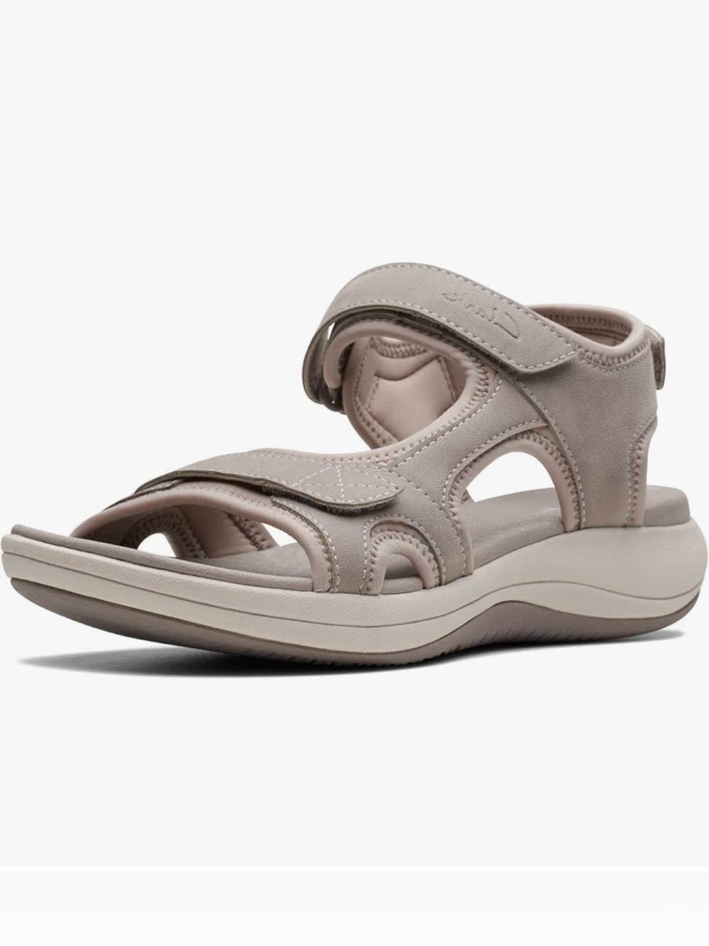Clark’s Cloudsteppers Cushionsoft Women’s Mira Bay Flat Adjustable Sandals Stone